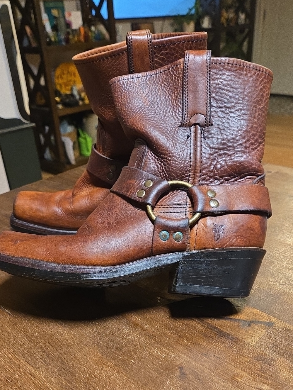 Frye Vintage Made In USA 8r Harness Boots In Whiskey Oiled Leather Womens 6.5